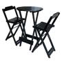 Imagem de Jogo de Mesa Bistrô de Madeira com 2 Cadeiras Dobravel Ideal para Bar e Restaurante Preto