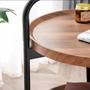 Imagem de Jogo de mesa com com 2 camadas madeira e pés de ferro com rodinhas para servir buffet multiuso cabeceira