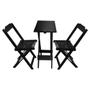 Imagem de Jogo de Mesa Compacta 35x70 com 2 Cadeiras Ideal para Varanda e Sacada - Preto 