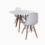 Imagem de Jogo de Mesa de Jantar Eames Eiffel Redonda 80cm Tampo de Madeira Branco com 2 Cadeiras Branca
