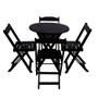 Imagem de Jogo de Mesa Dobravel de Madeira 60cm Redondo com 4 Cadeiras Preto