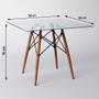 Imagem de Jogo De Mesa Eames Tampo Quadrado Vidro 90cm 4 Cadeiras Pretas