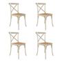 Imagem de Jogo de Mesa Eiffel Quadrado Tampo de Madeira 90cm Branco com 4 Cadeiras Katrina Off White Assento B