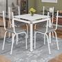 Imagem de Jogo De Mesa Malva 75X75 cm Vidro Branco Com 4 Cadeiras 119 Branco Assento Platina Artefamol