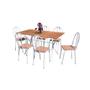 Imagem de Jogo de Mesa para Cozinha Artefamol com 6 Cadeiras - Branco Brilho - Tampo Nature - Assento Rattan - Og Móveis