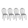 Imagem de Jogo De Mesa Thais Com 4 Cadeiras Tampo Granito Cromo Preto Assento Capitonê Artefamol