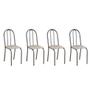 Imagem de Jogo De Mesa Thais Com 4 Cadeiras Tampo Granito Cromo Preto Assento Rattan Artefamol