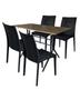 Imagem de Jogo de Moema 120x70 Imbuia com 4 Cadeiras Rattan Preta
