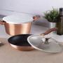 Imagem de Jogo De Panelas 4 Pçs Rose Gold Berlinger Haus Caçarola Frigideira Antiaderente Turbo Indução Cooktop Utensilios Cozinha