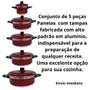 Imagem de Jogo De Panelas 5 Pcs Tampa De Aluminio Vermelho Caçarolas em Aluminio