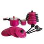 Imagem de Jogo de Panelas Aluminio Rosa Pink 5 pçs + fervedor nº12 1 Litro + Panela de Pressão 4,5 litros Rosa