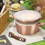 Imagem de Jogo De Panelas Antiaderente 6 Pçs Rose Gold Berlinger Haus Caçarolas Frigideiras Turbo Indução Tampa de Vidro Silicone Cozinha Presente