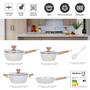 Imagem de Jogo de Panelas Antiaderente Cerâmica Cooktop Fogão Indução Kit 5 Peças Conjunto