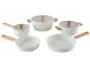 Imagem de Jogo de Panelas Brinox Revestimento Cerâmico Creme 5 Peças Cabo Amadeirado Ceramic Life Nordic