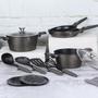 Imagem de Jogo de Panelas e Utensílios Cozinha 10 Pçs Caçarolas Frigideiras Antiaderente Indução Espátula Escumadeira Colher Fouet Berlinger Haus