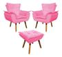 Imagem de Jogo De Poltronas Decorativas Com Puff Opala Suede Rosa