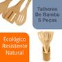 Imagem de Jogo De Porta Talheres + Colher De Bambu (pau) 5 Pc Cozinha