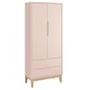Imagem de Jogo de Quarto Classic Guarda Roupa 2 Portas e Berço Rosa Fosco com Pés Madeira Natural - Reller Móveis