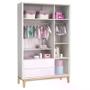 Imagem de Jogo de Quarto Classic Guarda Roupa 3 Portas e Berço Branco Fosco com Pés Madeira Natural - Reller Móveis