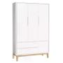 Imagem de Jogo de Quarto Classic Guarda Roupa 3 Portas e Berço Branco Fosco com Pés Madeira Natural - Reller Móveis