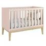 Imagem de Jogo de Quarto Classic Guarda Roupa 3 Portas e Berço Rosa Fosco com Pés Madeira Natural - Reller Móveis