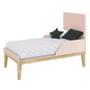 Imagem de Jogo de Quarto Classic Guarda Roupa 3 Portas e Berço Rosa Fosco com Pés Madeira Natural - Reller Móveis