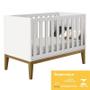 Imagem de Jogo de Quarto Infantil Classic Cômoda 6 Gavetas e Berço Branco Fosco com Pés Amadeirado - Reller Móveis