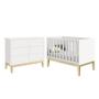 Imagem de Jogo de Quarto Infantil Classic Cômoda 6 Gavetas e Berço Branco Fosco com Pés Madeira Natural - Rell