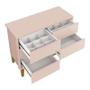 Imagem de Jogo de Quarto Infantil Classic Guarda Roupa 2 Portas e Cômoda 6 Gavetas Rosa Fosco com Pés Madeira Natural - Reller Móveis