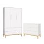 Imagem de Jogo de Quarto Infantil Classic Guarda Roupa 3 Portas e Cômoda 6 Gavetas Branco Fosco com Pés Madeir