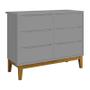 Jogo de Quarto Infantil Classic Guarda Roupa 3 Portas e Cômoda 6 Gavetas Cinza Fosco com Pés Amadeir - Reller Móveis Imagem de Jogo de Quarto Infantil Classic Guarda Roupa 3 Portas e Cômoda 6 Gavetas Cinza Fosco com Pés Amadeir