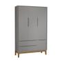 Jogo de Quarto Infantil Classic Guarda Roupa 3 Portas e Cômoda 6 Gavetas Cinza Fosco com Pés Amadeir - Reller Móveis Imagem de Jogo de Quarto Infantil Classic Guarda Roupa 3 Portas e Cômoda 6 Gavetas Cinza Fosco com Pés Amadeir