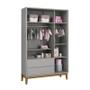 Jogo de Quarto Infantil Classic Guarda Roupa 3 Portas e Cômoda 6 Gavetas Cinza Fosco com Pés Amadeir - Reller Móveis Imagem de Jogo de Quarto Infantil Classic Guarda Roupa 3 Portas e Cômoda 6 Gavetas Cinza Fosco com Pés Amadeir