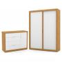 Imagem de Jogo de Quarto Infantil com Guarda Roupa 2 Portas de Correr e Cômoda Tutto New Branco Soft/Freijó - Matic Móveis