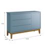 Imagem de Jogo de Quarto Infantil Cômoda 1 Porta e Berço Classic Azul Fosco com Pés Amadeirado - Reller Móveis