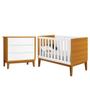 Imagem de Jogo de Quarto Infantil Cômoda 3 Gavetas e Berço Classic com Pés Amadeirado - Reller Móveis