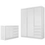 Imagem de Jogo de Quarto Infantil Guarda Roupa 2 Portas e Cômoda 4 Gavetas Lua P04 Branco - Mpozenato