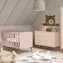 Imagem de Jogo de Quarto Infantil Theo Retrô Cômoda 1 Porta e Berço Rosa com Pés Amadeirado - Reller Móveis