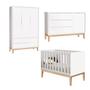 Imagem de Jogo de Quarto para Bebê Completo 3 Portas Classic New Branco Fosco com Natural - Reller