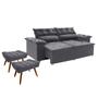 Imagem de Jogo de sofá Compact 200 cm retrátil reclinável Molas Espirais + 2 Puffs-Sofá na Web