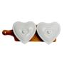 Imagem de Jogo de Tábua Bambu com 2 Petisqueiras Coração de Porcelana Com Tampa