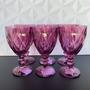 Imagem de Jogo de taça de vidro rosa diamond com 6 peças 320ml - Lyor kit conjunto taças rosas resistente