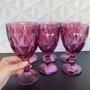 Imagem de Jogo de taça de vidro rosa diamond com 6 peças 320ml - Lyor kit conjunto taças rosas resistente