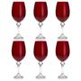 Imagem de Jogo de taças para vinho em cristal Bohemia Elisa Rubi 450ml 6 peças vermelho