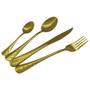 Imagem de Jogo de Talheres Conjunto 4 Peças Luxo Dourado Jantar Cozinha Mesa Gourmet Colher Garfo Faca