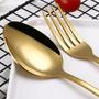 Imagem de Jogo de Talheres Conjunto 4 Peças Luxo Dourado Jantar Cozinha Mesa Gourmet Colher Garfo Faca