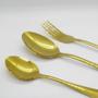 Imagem de Jogo de Talheres Conjunto 4 Peças Luxo Dourado Jantar Cozinha Mesa Gourmet Colher Garfo Faca