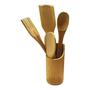 Imagem de jogo de talheres em bambu/kit de bambu com 5 unidades