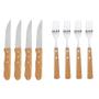 Imagem de Jogo De Talheres Inox Cabo De Madeira Churrasco 8Pcs