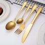 Imagem de jogo de talheres preto dourado furtacor rosê colher garfo faca colher de sobremesa 24 peças Pacote